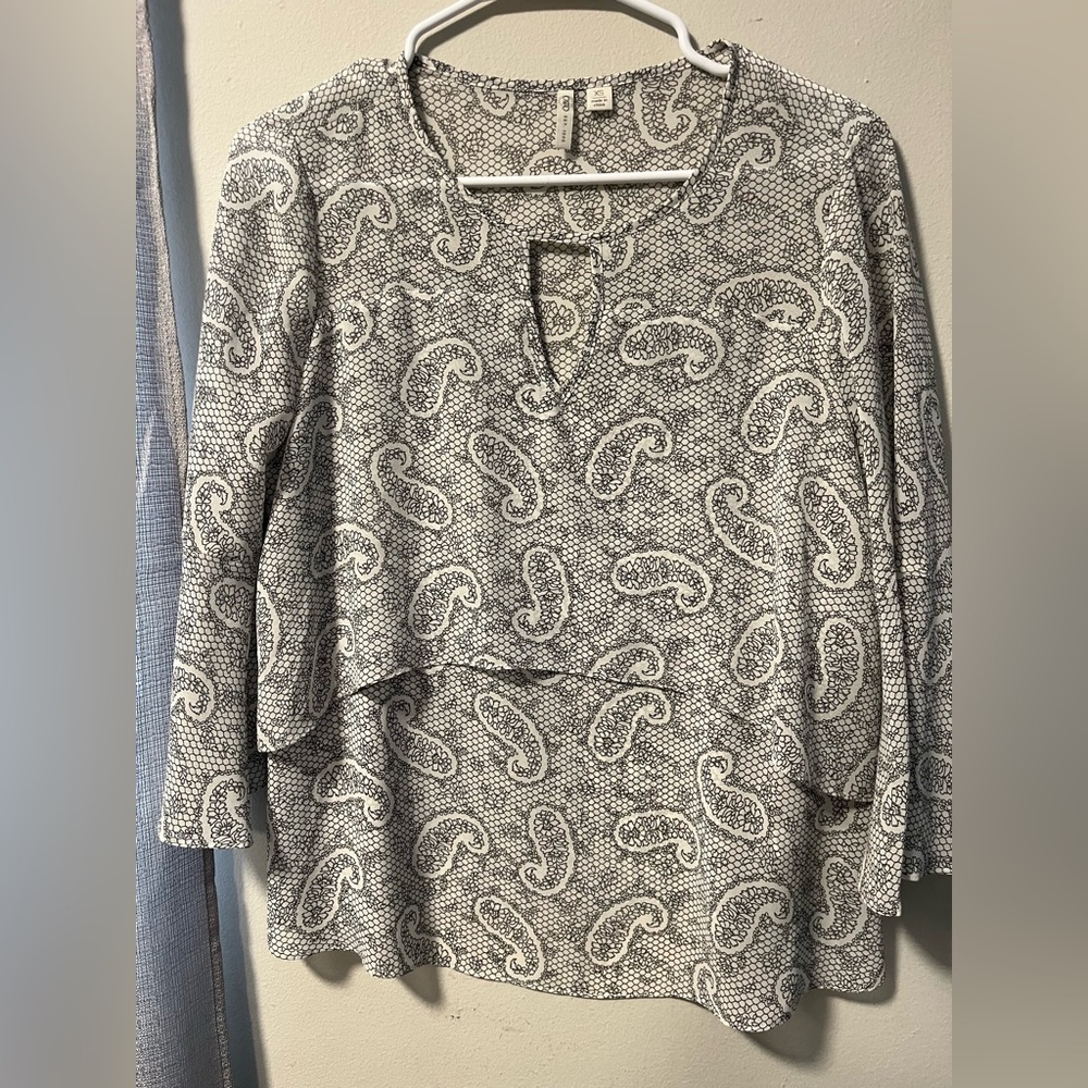 Cato Black and White Floral Lace Top